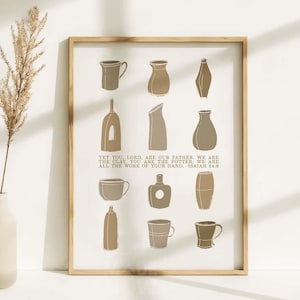 Potter and Clay DIGITAL DOWNLOAD, Isaiah 64:8 Christian Modern Bible Verse Wall Art Print Bible Sketch Biblical artwork Scripture Home Decor