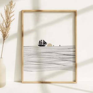Jesus and Peter Walk on Water DIGITAL DOWNLOAD, Christian Minimalist Bible Art, Biblical Wall Art Jesus Print Bible Sketches, Scripture Gift