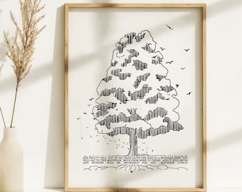 Mustard Seed Parable Print, Christian Bible Verse Sketch (Digital Download)