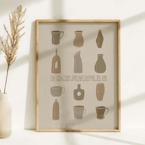 Potter and Clay DIGITAL DOWNLOAD, Isaiah 64:8 Christian Modern Bible Verse Wall Art Print Bible Sketch Biblical artwork Scripture Home Decor