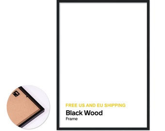 Thin Black Wood Frame, Simple Photo Picture Frames  5x7 8x12 11x17 12x16 16x20 18x24 20x28 24x36 28x40 12x12 20x20 inch