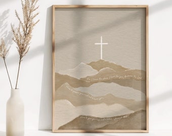 Cruz acuarela DESCARGA DIGITAL, Jeremías 29:11 Arte del versículo bíblico, arte de pared moderno cristiano Boho regalo de escritura minimalista, impresión de arte de Jesús