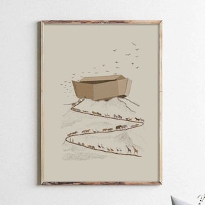 Noah&#39;s Ark DIGITAL DOWNLOAD, Jesus Bible Printable Wall Art, Modern Bible Poster, Jesus Print Art Bible Sketch Boho Scripture Christian Gift