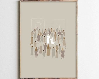Jesús sana al ciego DESCARGA DIGITAL, Jesús cura el arte bíblico Dios sana el versículo bíblico moderno Jesús imprime el arte de la pared Bosquejo de la Biblia Escritura Boho