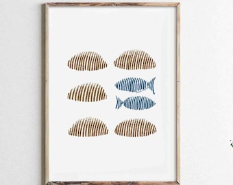 5 Loaves and 2 Fish Print, Bible Story Art, Modern Christian Decor (Digital Download)
