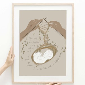Póster enmarcado "Tejido en el vientre de mi madre", Salmo 139, Impresión de embarazo, Cuarto de bebé, Nacimiento con miedo, Arte mural bíblico cristiano moderno