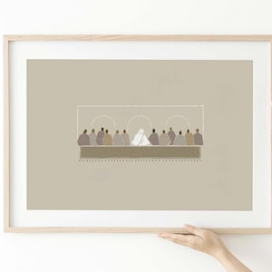 Jesus Last Supper POSTER PRINT, Christian Bible Art Passover Meal Modern Bible Verse Jesus Art Print Kitchen Wall Art Bible Sketch Scripture