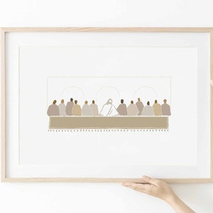 Jesus Last Supper DIGITAL DOWNLOAD, Bible Art, Passover Meal Modern Bible Verse Jesus Art Print Kitchen Wall Art Bible Sketch Boho Scripture