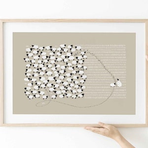 Jesus Leaves the 99 Sheep DIGITAL DOWNLOAD, Bible Sketch Bible Art Shepherd Wall Art, One Lost Sheep, Christian Gift Modern Jesus print Boho