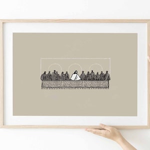 Jesus Last Supper DIGITAL DOWNLOAD Bible Sketches Passover Meal Modern Bible Verse Jesus Art Print Kitchen Wall Art Bible Art Boho Scripture