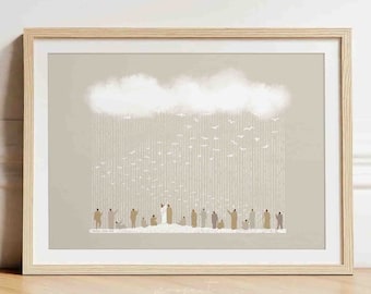 Sermon on the Mount Print, Jesus and Birds, Christian Bible Art (Digital Download)
