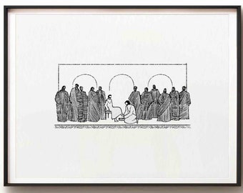 Jesus Washing Feet DIGITAL DOWNLOAD, Foot Washing Bible Sketch, Minimalist Modern Bible Verse Jesus print Wall Art, Bible art Boho Scripture