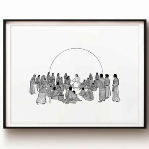 Sermon on the Mount DIGITAL DOWNLOAD, Jesus Christian on Mountain Bible Art, Christian Modern Bible Verse, Jesus print Wall Art Bible Sketch