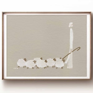 Good Shepherd, Jesus Leaves the 99 Sheep DIGITAL DOWNLOAD, Bible Sketch, Watercolor Art, Contemporary Wall Art, Christian Modern Jesus print