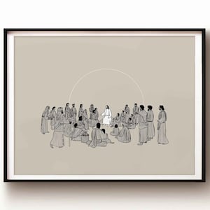 Sermon on the Mount DIGITAL DOWNLOAD, Jesus Christian on Mountain Bible Art, Christian Modern Bible Verse, Jesus print Wall Art Bible Sketch