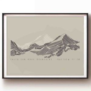 Glaube kann Berge versetzen DIGITAL DOWNLOAD, Christliche Bibel Kunst, Moderne Bibel Vers Wandkunst, Jesus Druck Bibel Skizzen Schrift Wohnkultur