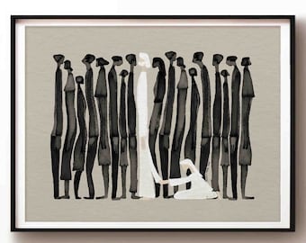 Vrouw raakt Jezus DIGITALE DOWNLOAD, God Genezing Christelijke Bijbelkunst, Moderne Bijbel, Jezus print Wall Art Bijbelschets, Aquarel Schrift
