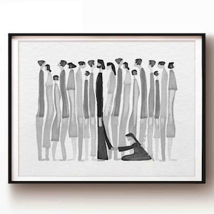 Woman Touches Jesus DIGITAL DOWNLOAD, God Healing Christian Bible Art, Modern Bible, Jesus print Wall Art Bible Sketch, Watercolor Scripture