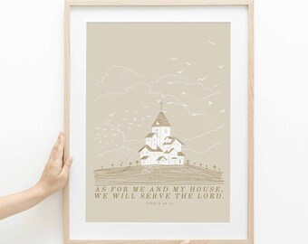 Joshua 24:15 Christian Home Sketch Art Print (Digital Download)