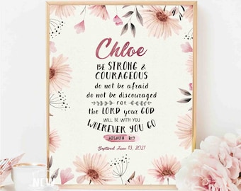 Personalized Baptism Print, Floral Nursery Decor, Dedication Gift