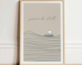 Peace Be Still, Jesus Calming Storm, Bible Verse Art (Digital Download)