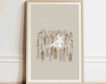 Jesus Carrying Cross Print, Bible Sketch Wall Art (Digital Download)