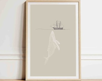 Jonah and the Whale Print, Minimalist Bible Verse Art (Digital Download)