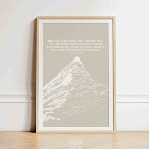 Build Your House on the Rock DIGITAL DOWNLOAD, Jesus Christian Bible Art Modern Bible Verse Jesus print Wall Art Bible Sketch Boho Scripture