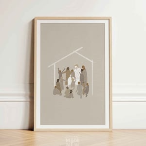 Jesús y los niños DESCARGA DIGITAL, Que vengan los niños Arte bíblico cristiano Biblia moderna Jesús imprimir Arte de la pared Bosquejo de la Biblia Escritura Boho
