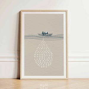 Jesus and the Fisherman POSTER PRINT, Jesus Christian Bible Art, Miraculous Fish God provides Modern Bible Verse Wall Bible Sketch Scripture