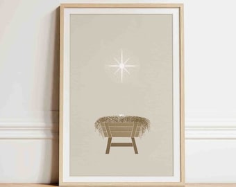 Modern Nativity Scene Print, Minimalist Christmas Decor (Digital Download)