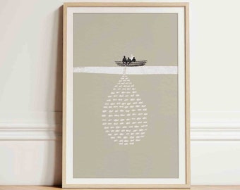 Jesus and the Fisherman DIGITAL DOWNLOAD, Bible Sketches Jesus Bible Art Miraculous Fish God provides Modern Christian Wall Art Bible Sketch