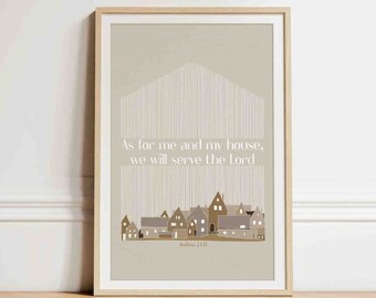 Christian Home Wall Art, Joshua 24:15 Verse Print (Digital Download)