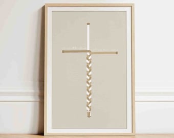 A Cord of Three Strands DIGITAL DOWNLOAD, Cross Wedding Bible Sketches, Ceremony Bible Art, Anniversary Wall Art Christian Modern Gift print