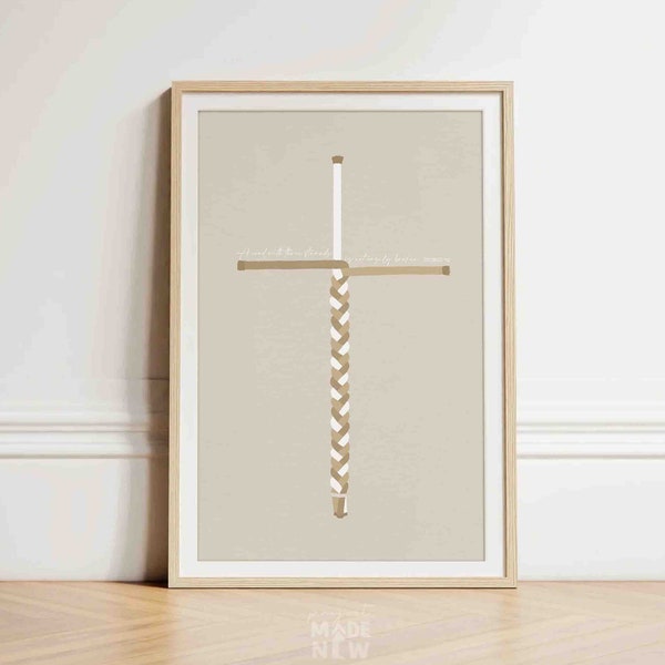 A Cord of Three Strands DIGITAL DOWNLOAD, Cross Wedding Bible Sketches, Ceremony Bible Art, Anniversary Wall Art Christian Modern Gift print