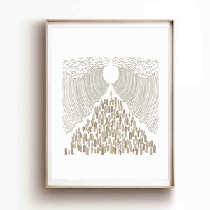 Moses Teilung des Roten Meeres DIGITAL DOWNLOAD, Christliche Bibelkunst, Überquerung des Roten Meeres, Moderne Kunst, Jesus Druck, Bibelskizze, Boho Schrift