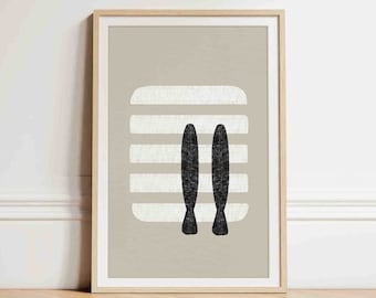 5 Loaves and 2 Fish Print, Minimalist Christian Art (Digital Download)