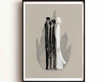 En el horno de fuego DESCARGA DIGITAL, Shadrach Meshach Abednego Bible Art, Jesús Christian Modern Bible Verse Print Art Bible Sketches
