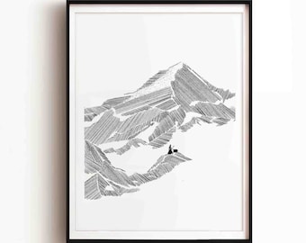 One Lost Sheep, Jesus Leaves the 99 Sheep DIGITAL DOWNLOAD, Bible Sketches, Bible Art, Shepherd Wall Art, Christian Modern Gift, Jesus print
