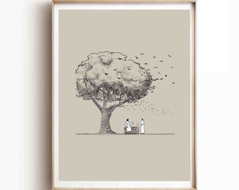 Woman at the well DIGITAL DOWNLOAD, Samaritan woman Jesus Bible Printable Wall Art Modern Christian Poster Print Bible Sketch Boho Scripture