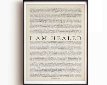 I Am Healed 100 Bible Verses Print, Christian Wall Decor, Bible Art (Digital Download)