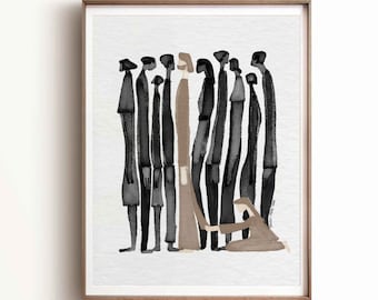 Aquarelprint van een vrouw die Jezus aanraakt, Bijbelse kunst (digitale download)