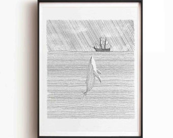 Jonah and the Whale Bible Story Art Print (Digital Download)