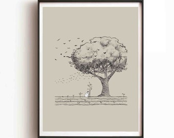 Parable of the Mustard Seed DIGITAL DOWNLOAD, Jesus Bible Art Modern Bible Verse Wall Art Jesus print Bible Sketch Boho Scripture Home Decor