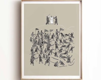 Moses Battle of Rephidim Print, Bible Story Art (Digital Download)