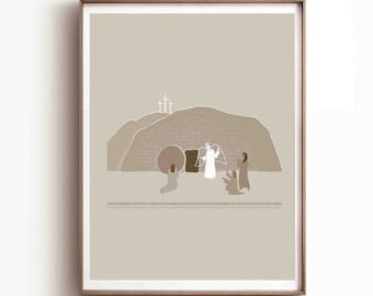 Three Marys at the Tomb Print, Jesus Resurrection Bible Art (Digital Download)