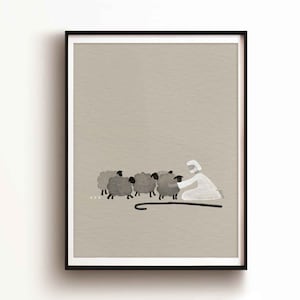 Good Shepherd, Jesus Leaves the 99 Sheep DIGITAL DOWNLOAD, Bible Sketch, Watercolor Art, Contemporary Wall Art, Christian Modern Jesus print