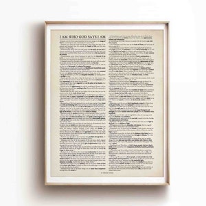 Identity in Christ 70 Bible Verses Poster Art, Christian Scripture Wall, Jesus Baptism Gift, Gods Fingerprint, Christian Modern, Bible Print