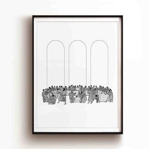 Wedding at Cana DIGITAL DOWNLOAD, Feast Water into Wine Bible Art Christian Modern Bible Verse Art Print Jesus Christ Bible Sketches Banquet