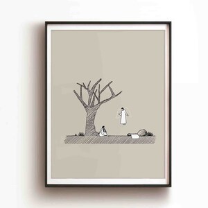 Hagar, Ishmael und der Engel DIGITAL DOWNLOAD, Genesis Druck, Bibel Skizze druckbare Wandkunst, Hagar ausgegossen, moderne christliche Poster Geschenke